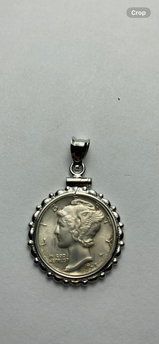 Mercury Dime Coin Pendant
